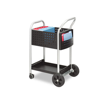 Safco® Scoot Mail Cart, One-shelf, 22w X 27d X 40.5h, Black-silver freeshipping - TVN Wholesale
